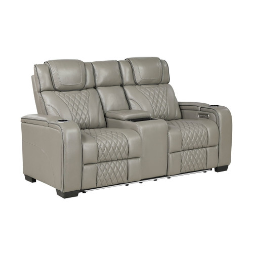 Apex - Power Double Reclining Loveseat With Center Console, Power Headrests, Storage Arms With Cup Holders, Wireless Charger, Air Massage And Heat, LED Lighting And Charging Ports