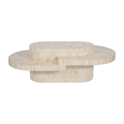 Wood 49" Carved Inlay Coffee Table - Natural