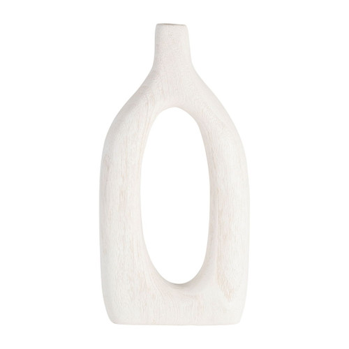 Wood Cut-Out Vase 14" - White