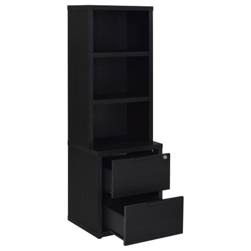 Multifunctional Bookcase With Three Open Shelves, 2 Drawers, Dual USB Charging Outlet