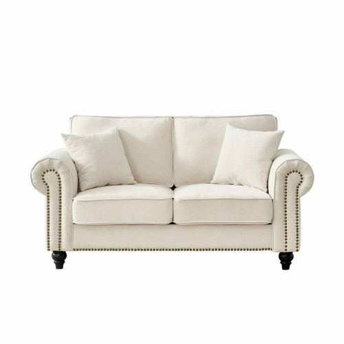 2 Seater Sofa With Rolled Arms, Tufted Upholstered Couch