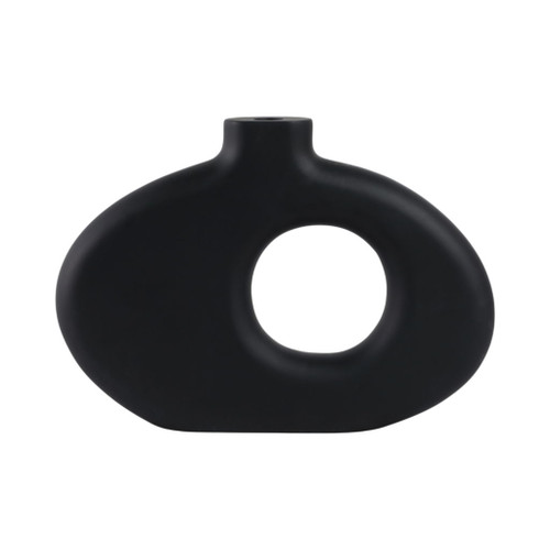 10" Cut-Out Wood Vase - Black
