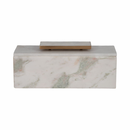 16" Salina Marble Box - White