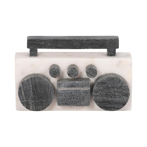 8" Marble Boombox - White / Black