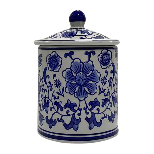 Chinoiserie Scntd Candle With Lid - Blue / White