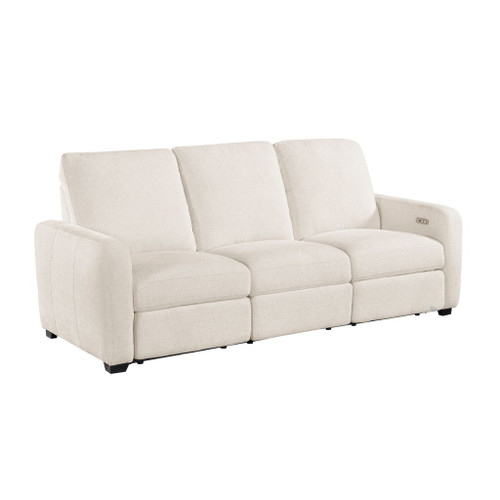 Vera - Power Double Reclining Sofa With USB Charging Ports - Beige