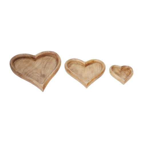 7" / 11" / 14" Heart Trays (Set of 3) - Natural