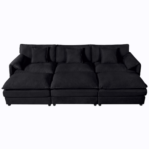 Modern Comfy Deep Seat Modular Sectional Sofa Cloud Couch With Ottoman
