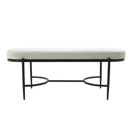 Kinross Velvet Bench - Black / White