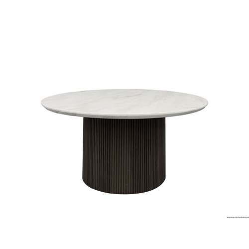 Sylvie - Round Table With White Faux Marble Top And Base