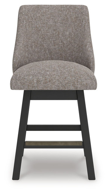 Neymorton - Upholstered Swivel Barstool (Set of 2) - Dark Grayish Brown