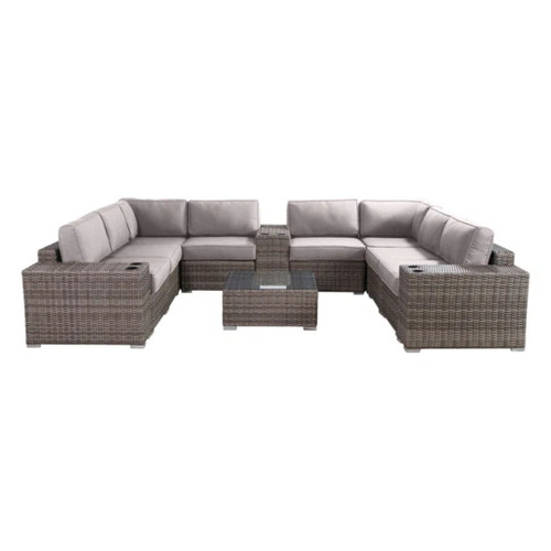 Modern Patio Rattan Sectional Set With Cushions Modern Patio Rattan Sectional Set With Cushions