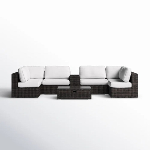 Elegant 4 Person Wicker Patio Seating Set With Cushions And Glass Top Table