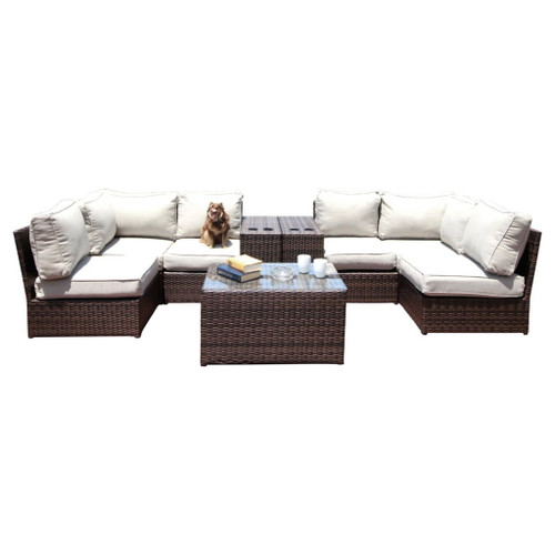 Comfortable Modern Patio Rattan Sectional Set With Cushions