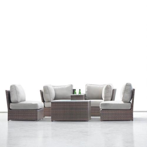 Comfortable Modern Patio Rattan Sectional Set With Cushions