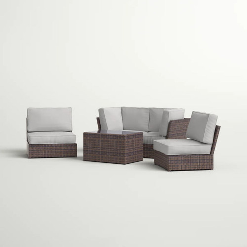 Comfortable Modern Patio Rattan Sectional Set With Cushions