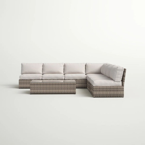 Comfortable Modern Patio Rattan Sectional Set With Cushions