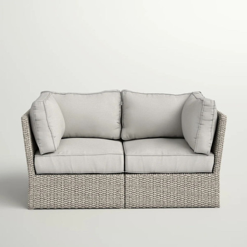 Modern Patio Wicker Loveseat With Cushions