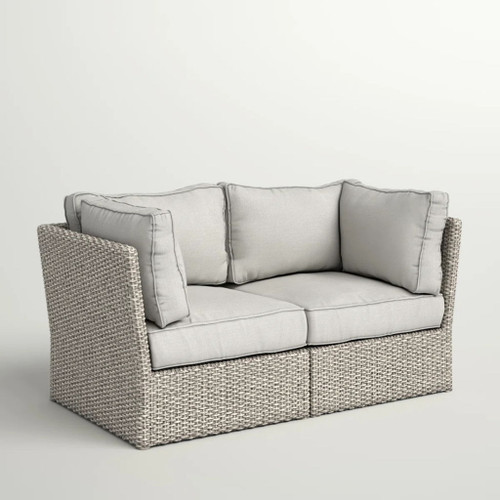 Modern Patio Wicker Loveseat With Cushions