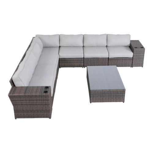 Outdoor Wicker Sectional With Weather Resistant Cushions And Table Outdoor Wicker Sectional With Weather Resistant Cushions And Table