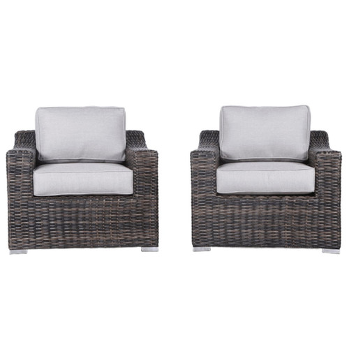 Modern Patio Chair With Cushions (Set of 2) - Brown Modern Patio Chair With Cushions (Set of 2) - Brown