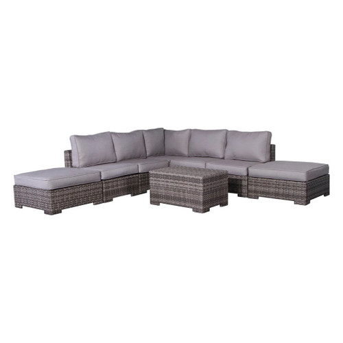 Outdoor 6 Person Wicker Seating Group With Cushions - Gray Mix Outdoor 6 Person Wicker Seating Group With Cushions - Gray Mix