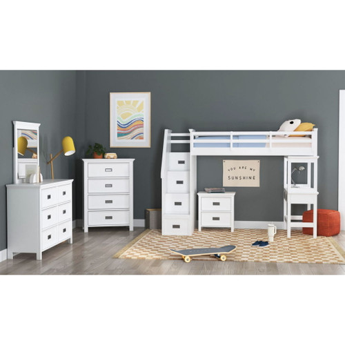 Hampton Kids - Loft With Staircase And Desk With Speaker Bedroom Set Hampton Kids - Loft With Staircase And Desk With Speaker Bedroom Set