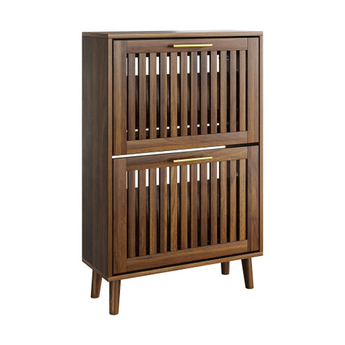 Medieval Modern Shoe Cabinet With 2 Flip Drawers And Fence Design