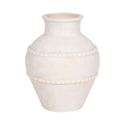 12" Traditional Textured Terracotta Vase - Ivory