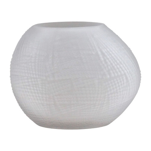 Glass 8" Textured Vase - Frosted White Glass 8" Textured Vase - Frosted White