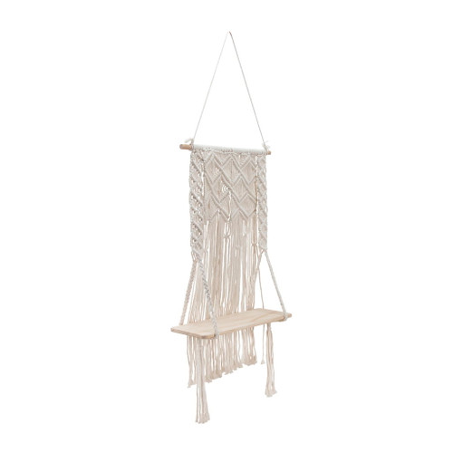Wood Macrame Wall Shelf 18" - Ivory Wood Macrame Wall Shelf 18" - Ivory