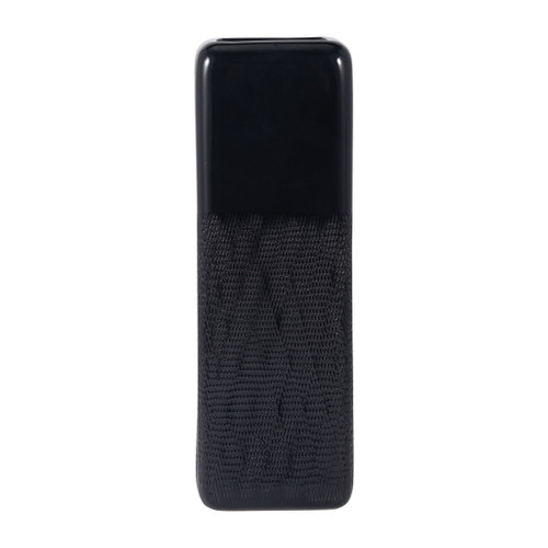 Ceramic 18" Squared Grooved Vase - Black Ceramic 18" Squared Grooved Vase - Black
