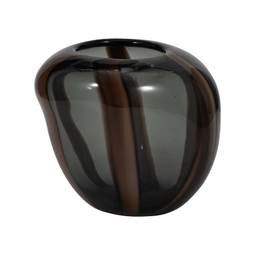 7" Bayle Small Striped Glass Vase - Brown 7" Bayle Small Striped Glass Vase - Brown
