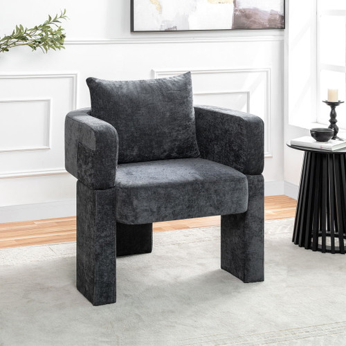Modern 3 Leg Accent Chair With Ergonomic Arms & Removable Pillow