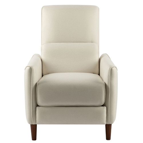 Upholstered Push Recliner Chair With Rubber Wood Legs For Living Room