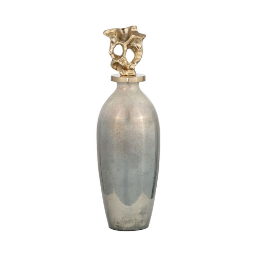 Glass Metal Vase Tribal Topper 16" - Gold Glass Metal Vase Tribal Topper 16" - Gold