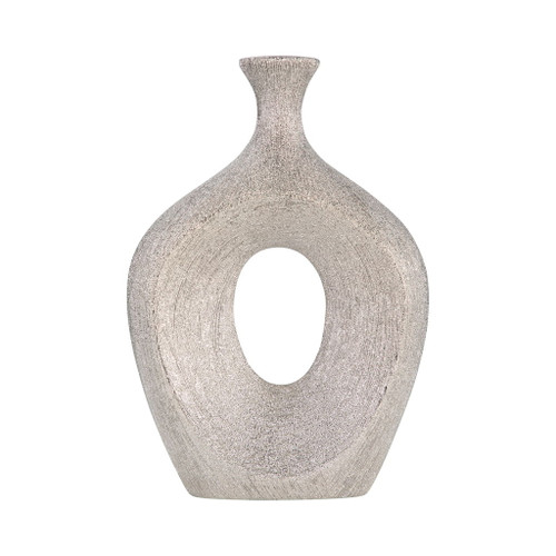 Beaded Oval Vase Cut-out 13" - Silver Beaded Oval Vase Cut-out 13" - Silver