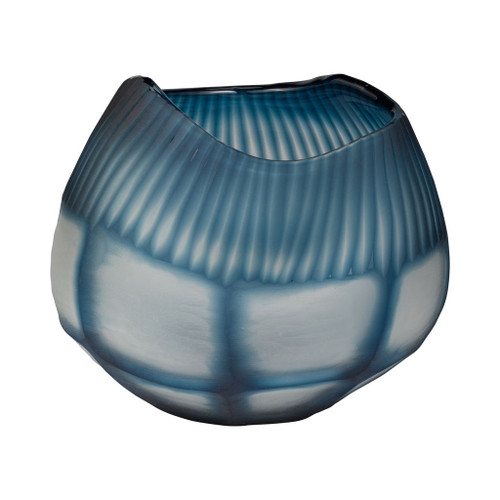 Glass Carved Bowl 9" - Blue Glass Carved Bowl 9" - Blue