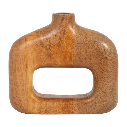 Wood 7" Open Cut-Out Vase - Natural