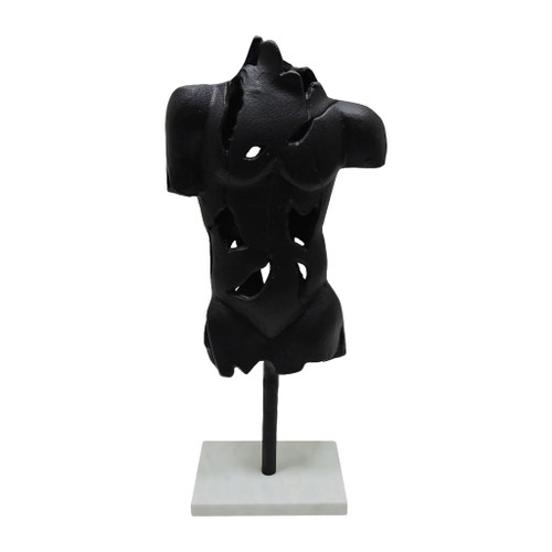 Metal 16" Cracked Bust On Stand - Black Metal 16" Cracked Bust On Stand - Black