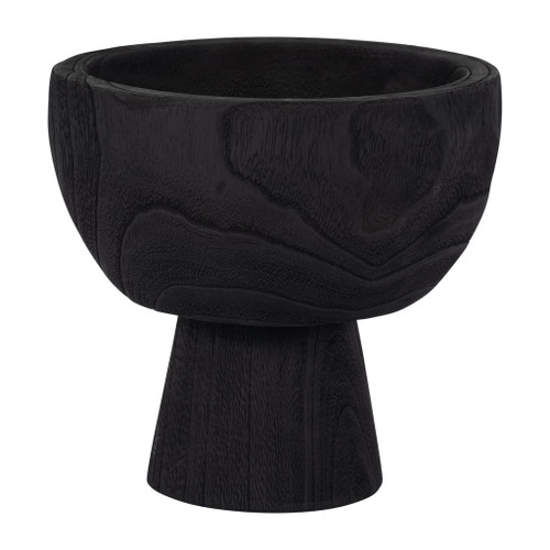 Wood 8" Bowl With Stand - Black Wood 8" Bowl With Stand - Black