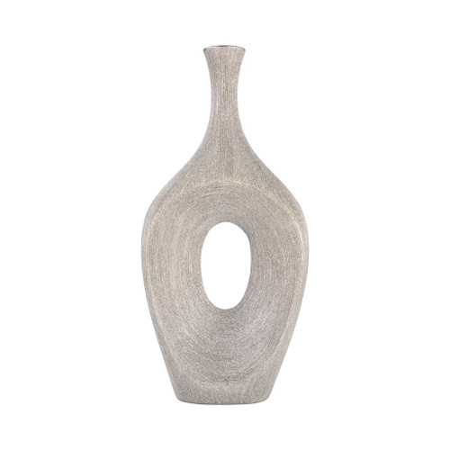 Ceramic 19" Beaded Open Cut Vase - Silver Ceramic 19" Beaded Open Cut Vase - Silver