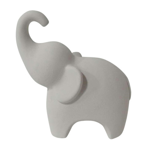 8" Elephant With Rough Texture - White 8" Elephant With Rough Texture - White