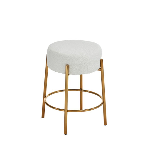 Round Bar Stools (Set of 2), Contemporary Upholstered Dining Stools For Kitchens, Coffee Shops And Bar Stores - Gold Legs Round Bar Stools (Set of 2), Contemporary Upholstered Dining Stools For Kitchens, Coffee Shops And Bar Stores - Gold Legs