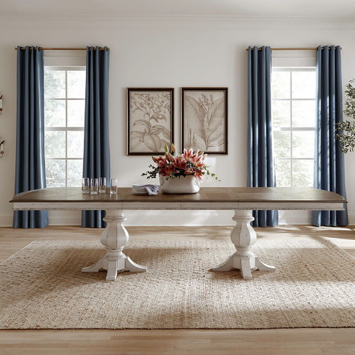 Magnolia Manor - Double Pedestal Table - White