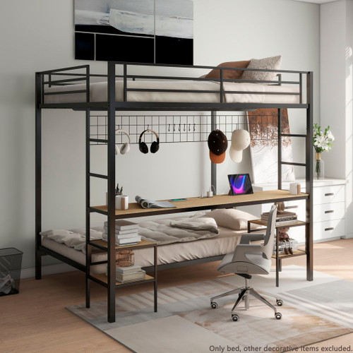 Ethan - Bunk Bed With Desk, Charging Station, Storage Shelves