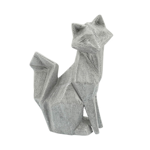 Ceramic 10" Beaded Fox Figurine - Silver Ceramic 10" Beaded Fox Figurine - Silver