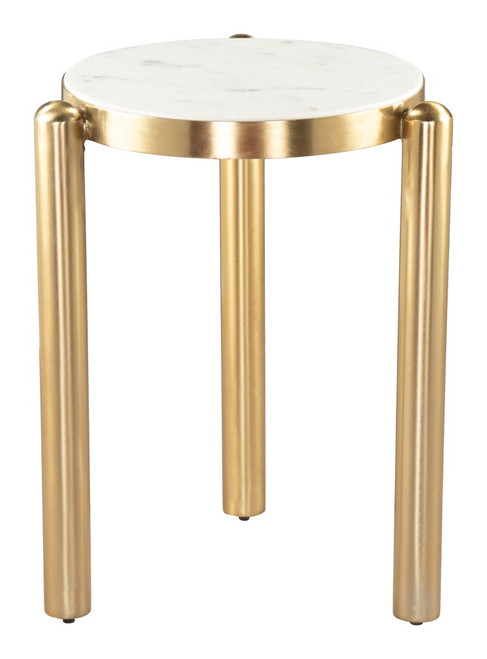 Noan - Side Table - White / Gold