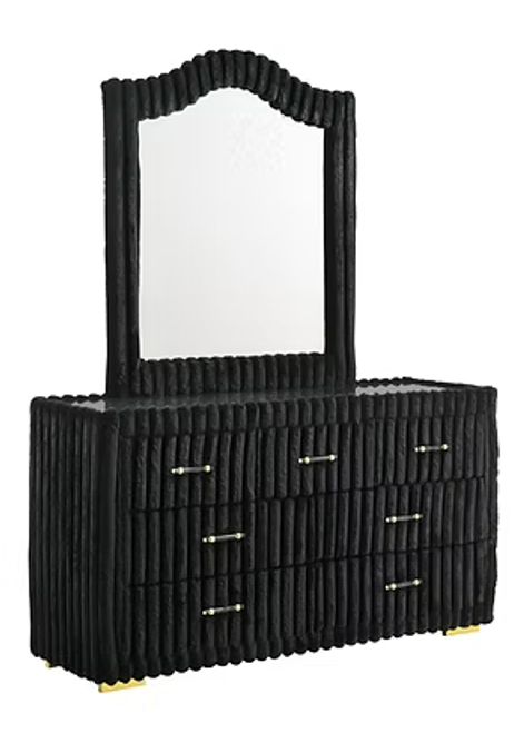 Micah Bedroom Set in Black Corduroy