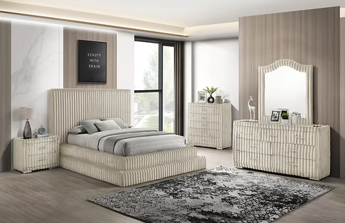 Micah Bedroom Set in Cream Corduroy B9020 by New Era Innovations